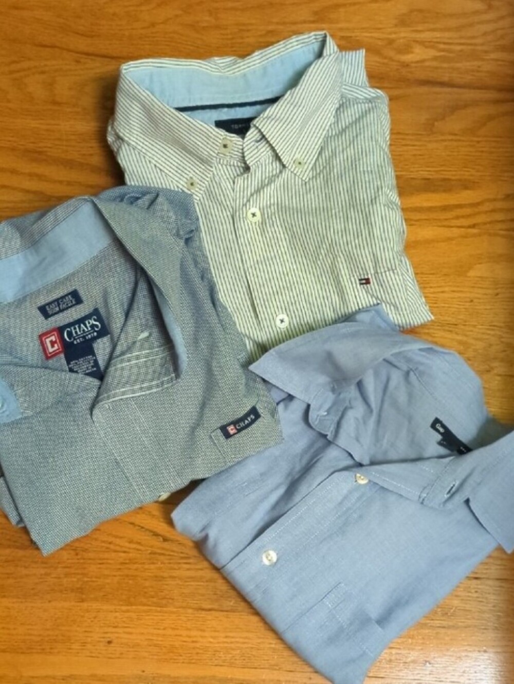 Men's Blue and Light Blue Casual Button-Down Shirts - 3-Pack